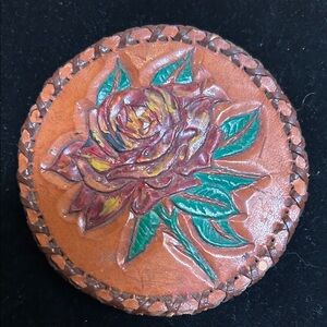 Handcrafted Leather Rose Belt Buckle